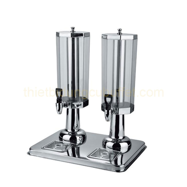 Bình nước trái cây 2 ngăn 6 lít hình bát giác cổ chân nhựa mạ BC2225-2