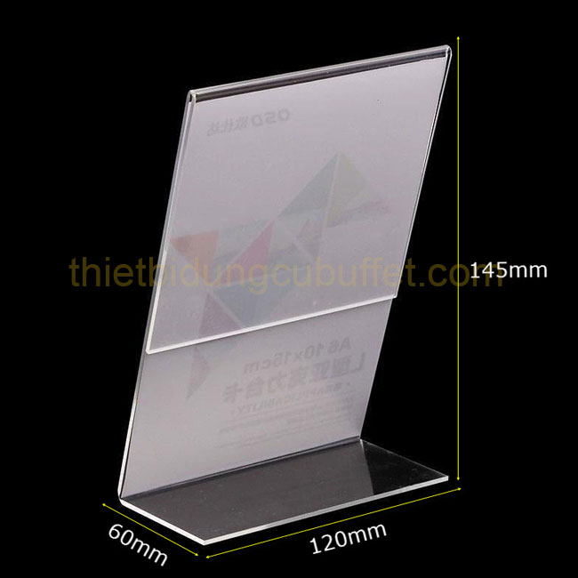 kích thước bảng menu mica để bàn chư L khổ A6 CM6603