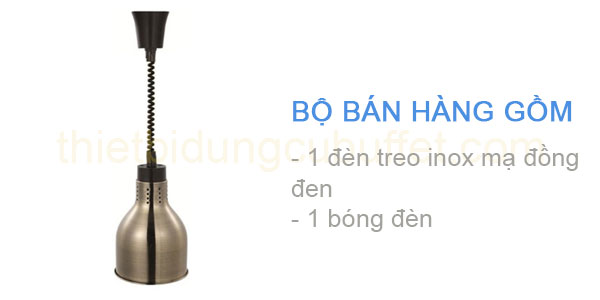 Đèn treo hâm nóng thức ăn buffet inox mạ đồng đen DA2504_bobanhang