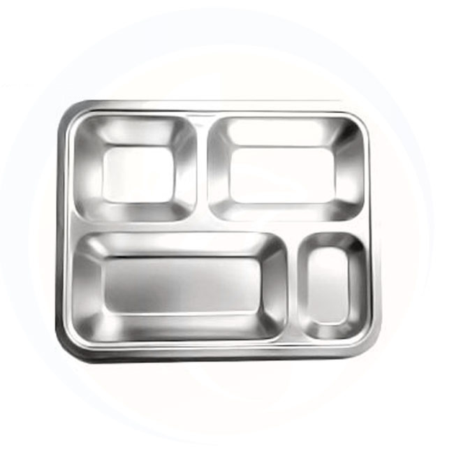 Khay đựng cơm 4 ngăn inox 201 có nắp KC201-4