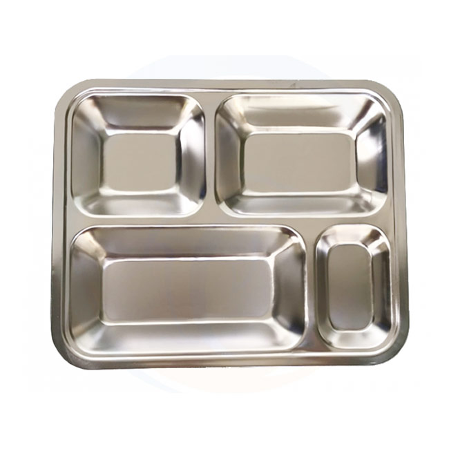 Khay đựng cơm 4 ngăn inox 304 có nắp KC304-4