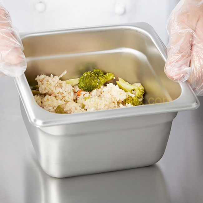 Khay 1/6 có ngấn chống kẹt inox 304 sâu 100 mm