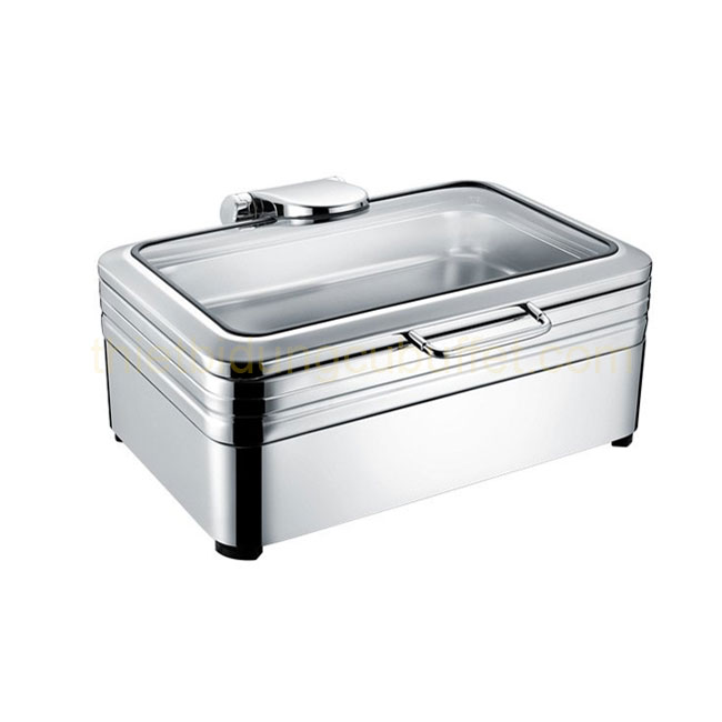 Nồi buffet chữ nhật inox 304 nắp kính thủy lực dùng điện NF2174