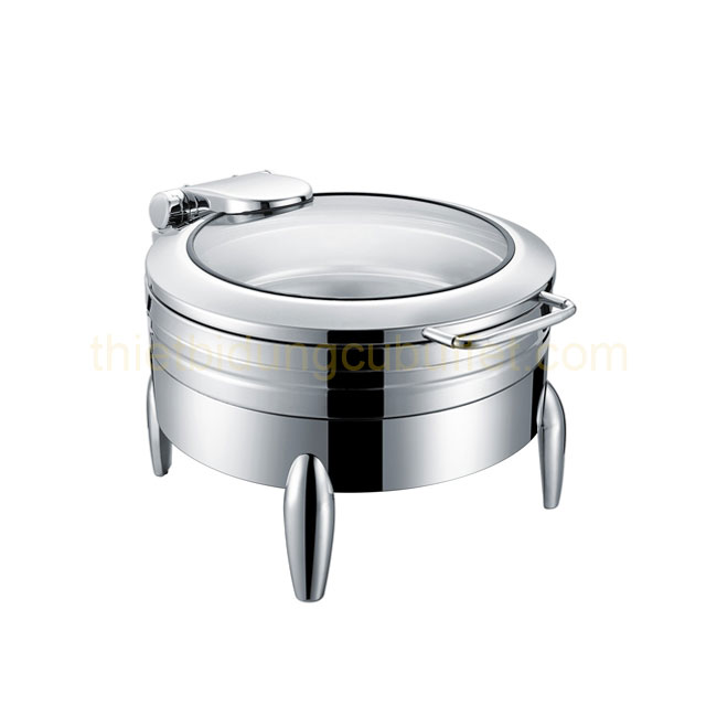 Nồi buffet tròn inox 304 nắp kính thủy lực chân kiểu NF2191