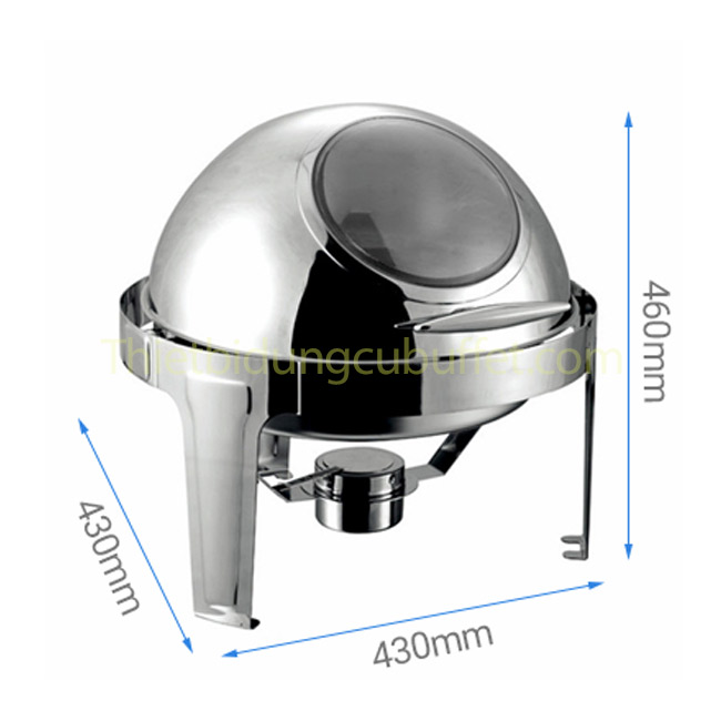 Kích thước nồi hâm buffet tròn nắp kiếng mở 180 độ NF2198-T