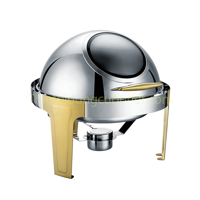 Nồi hâm buffet tròn chân vàng nắp kiếng mở 180 độ NF2199-T