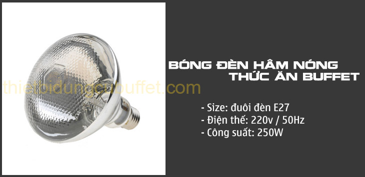 Bóng đèn hồng ngoại hâm nóng thức ăn buffet mặt nhám DA2540_kichthuoc