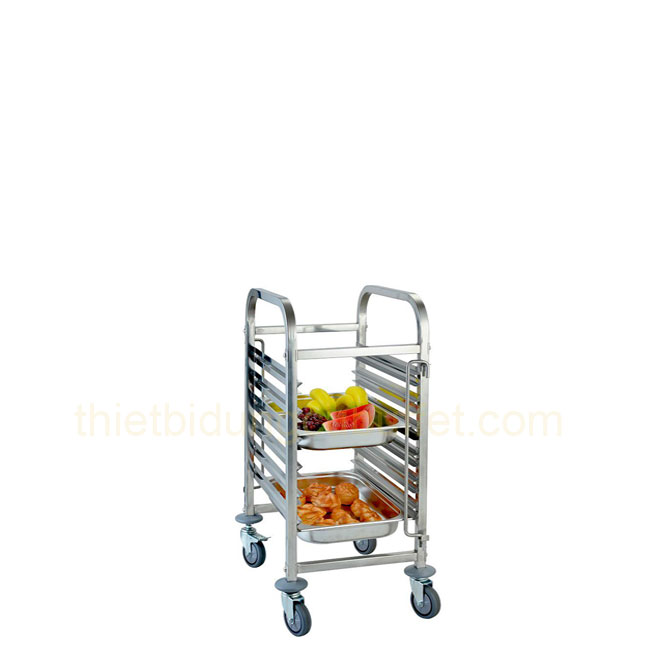 Xe đẩy khay inox gn đơn 6 ngăn TL00-XGN201-6