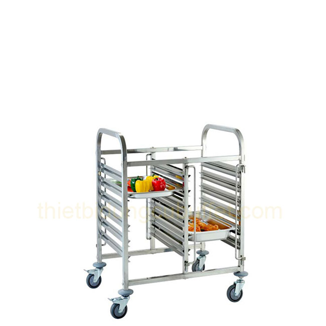 Xe đẩy khay inox gn đôi 12 ngăn TL0-XGN201-12