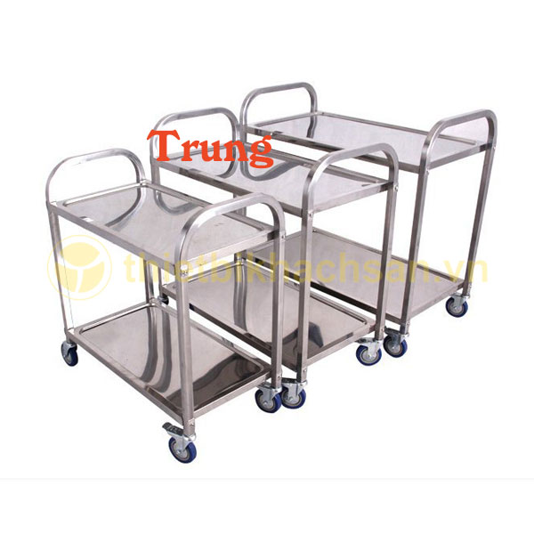 Xe đẩy thức ăn inox 2 tầng loại trung XA1602