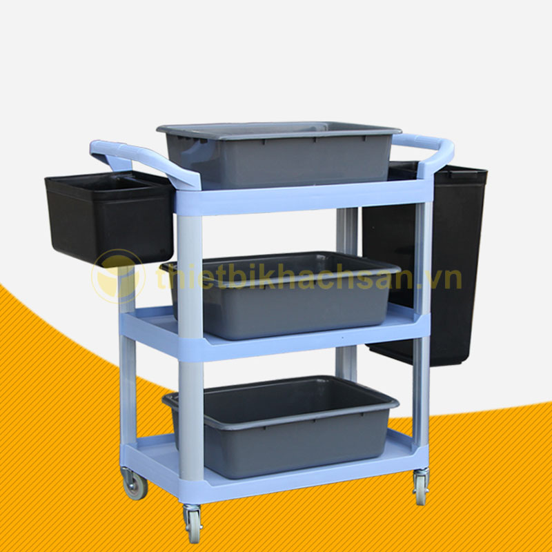Kich thước xe đẩy thu dọn thức ăn 3 tầng đa năng
