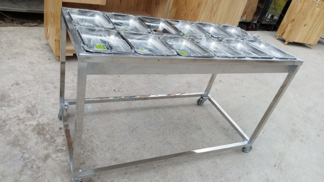 Khay inox, Kệ Trưng Bày Hải Sản Inox Đẹp, An Toàn Thực Phẩm