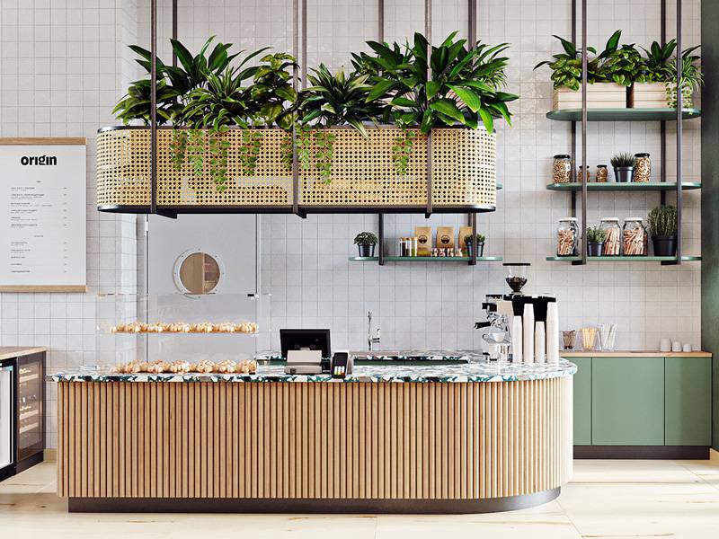 mẫu quầy cà phê chữ O mẫu quầy cà phê chữ O